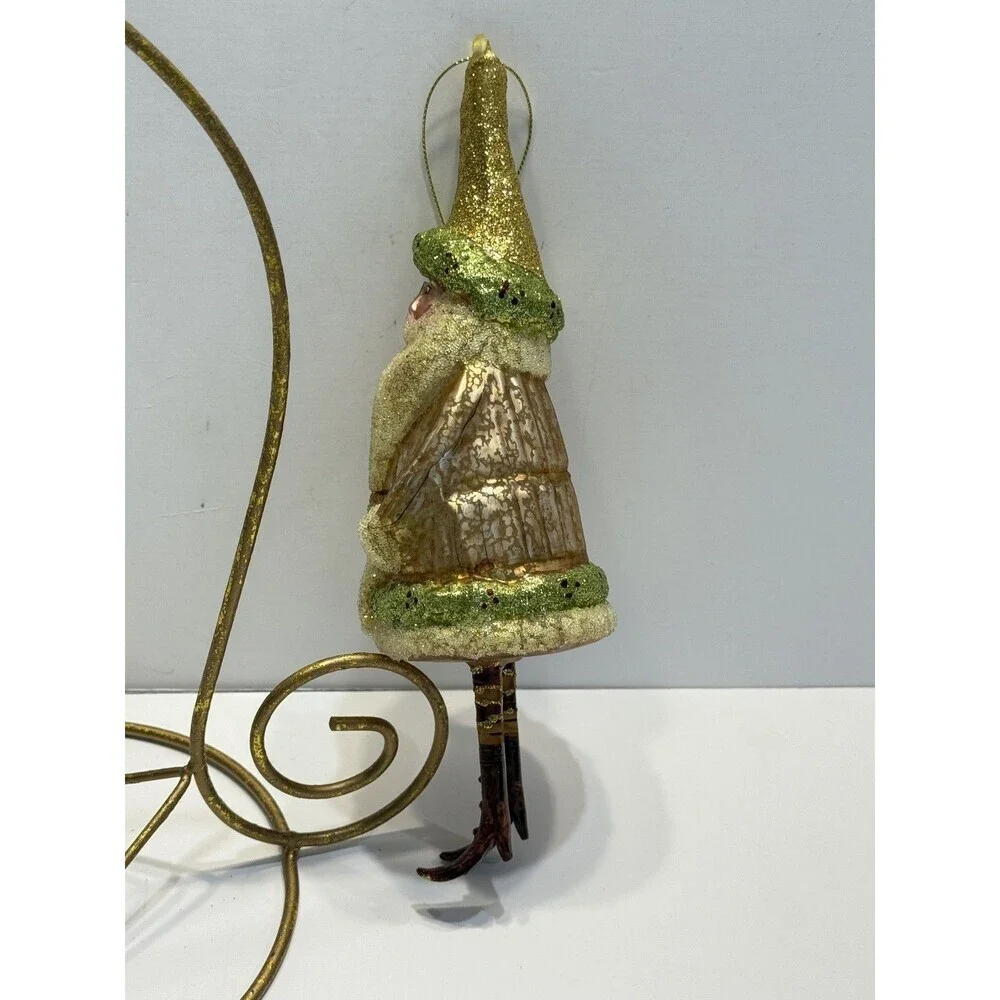 Vintage Melrose International Glass Santa Claus Christmas Ornament Glittered